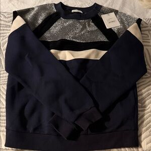 Sandro’s Elegant Women's Navy and Silver Jacket